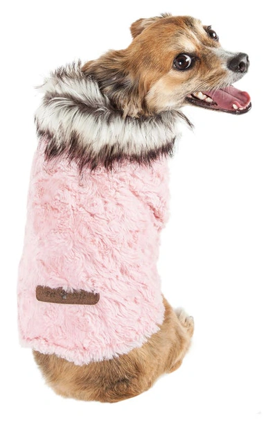 Shop Pet Life Luxe Pinkachew Charming Fashion Mink Faux Fur Dog Coat In Light Pink