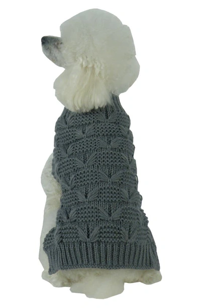 Shop Pet Life Butterfly Stitched Heavy Cable Sweater In Dark Grey