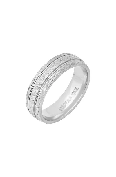 Shop Hmy Jewelry Stainless Steel Textured Band Ring In Silver