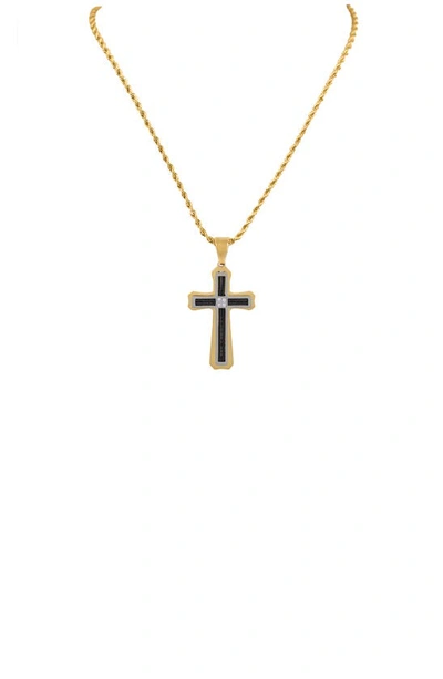 Shop American Exchange Diamond Accent Cross Pendant Necklace In Gold/ Black