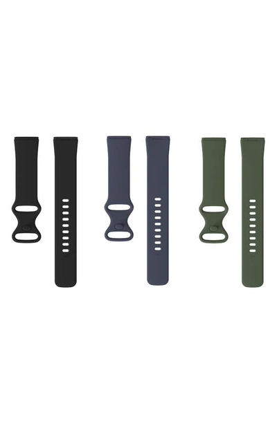 Shop The Posh Tech Assorted Silicone Fitbit Band In Black/ Blue Grey/olive Green