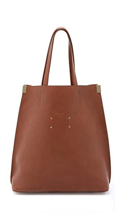 Shop Maison Margiela Leather Tote In Brandy