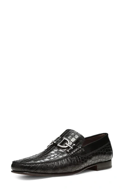 Shop Donald Pliner Dacio Croc Embossed Bit Loafer In Black