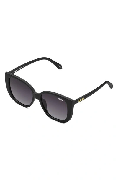 Shop Quay Ever After 52mm Gradient Polarized Square Sunglasses In Black/ Smoke Polarized