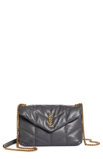 Shop Saint Laurent Toy Loulou Puffer Quilted Leather Crossbody Bag In Storm/ Storm