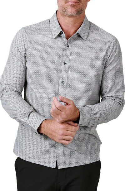 Shop 7 Diamonds Landon Geo Print Performance Button-up Shirt In Khaki