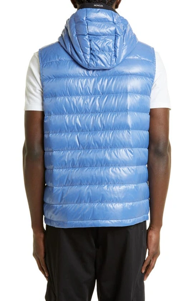 Shop Moncler Ragot Quilted Hooded Down Vest In Blue