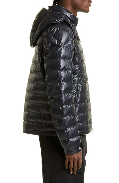 Moncler Lauros Short Hooded Down Jacket Polyester In Blue
