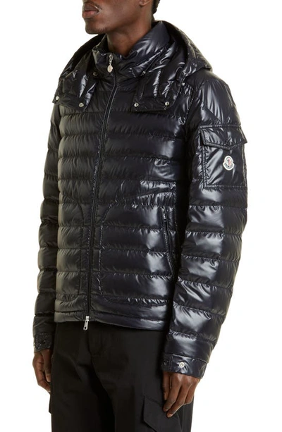 Shop Moncler Lauros Recycled Polyester Down Jacket In Navy