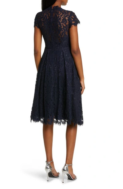 Shop Eliza J Lace Fit & Flare Cocktail Dress In Navy