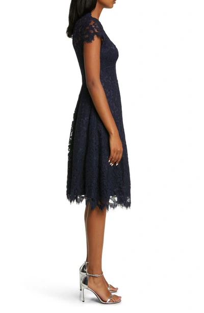 Shop Eliza J Lace Fit & Flare Cocktail Dress In Navy