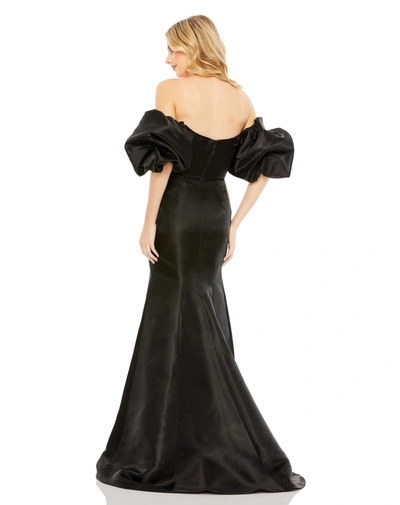 Shop Mac Duggal Sweetheart Off The Shoulder Puff Sleeve Gown In Black