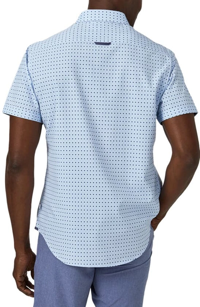 Shop 7 Diamonds Liberty Geo Print Performance Short Sleeve Button-up Shirt In Light Blue