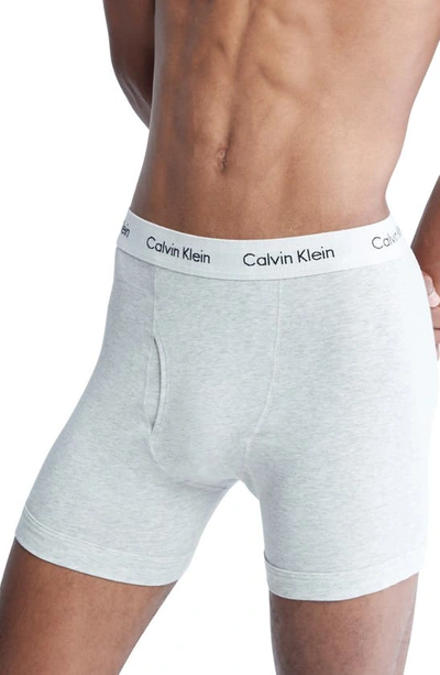 Shop Calvin Klein 3-pack Stretch Cotton Boxer Briefs In Grey Heather Multi