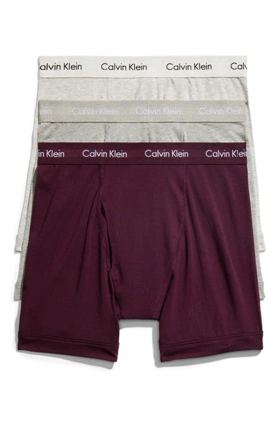 Shop Calvin Klein 3-pack Stretch Cotton Boxer Briefs In Grey Heather Multi