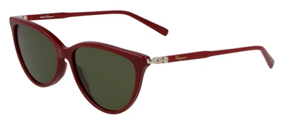 Shop Ferragamo Sf 2870s 604 Cat-eye Sunglasses In Green