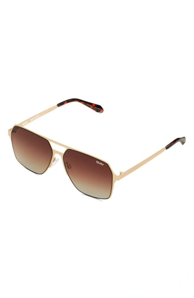 Shop Quay Backstage Pass 52mm Aviator Sunglasses In Gold/ Brown Polarized