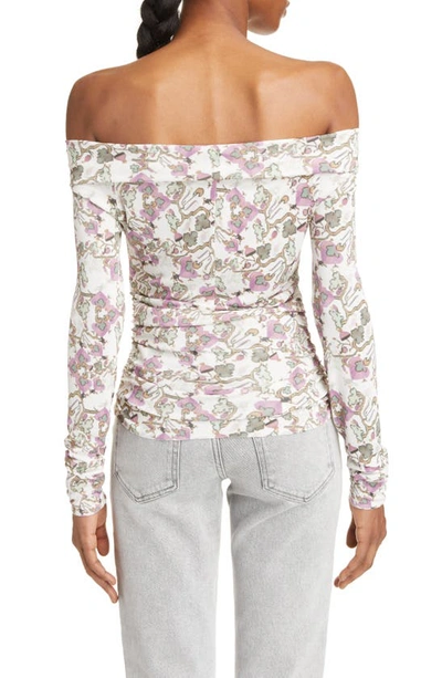 Shop Isabel Marant Jiler Abstract Print Off The Shoulder Top In White