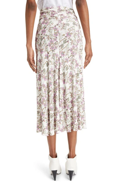 Shop Isabel Marant Juneo Floral Print Twisted Waist Midi Skirt In White