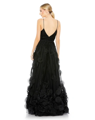 Mac Duggal Embellished Floral High Low Sleeveless Gown In Black
