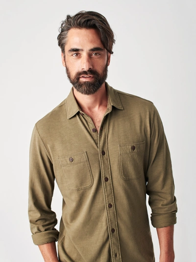Shop Faherty Knit Seasons Shirt In Pine Olive