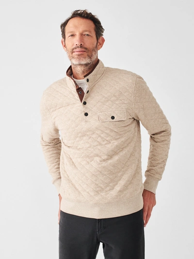 Shop Faherty Epic Quilted Fleece Shirt Jacket Pullover In Oatmeal Melange