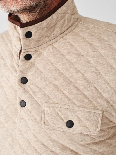 Shop Faherty Epic Quilted Fleece Shirt Jacket Pullover In Oatmeal Melange