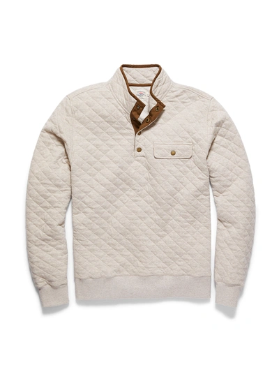 Shop Faherty Epic Quilted Fleece Shirt Jacket Pullover In Oatmeal Melange