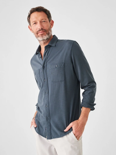 Shop Faherty Sunwashed Knit Shirt In Dune Navy