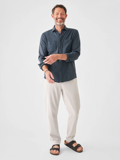 Shop Faherty Sunwashed Knit Shirt In Dune Navy
