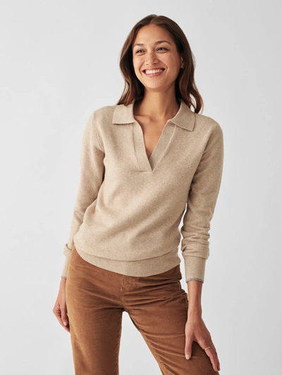 Faherty Jackson Sweater Polo In Oatmeal Heather