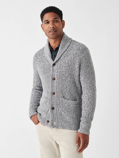 Faherty Shawl-collar Cotton And Cashmere-blend Cardigan In Light Grey Marl