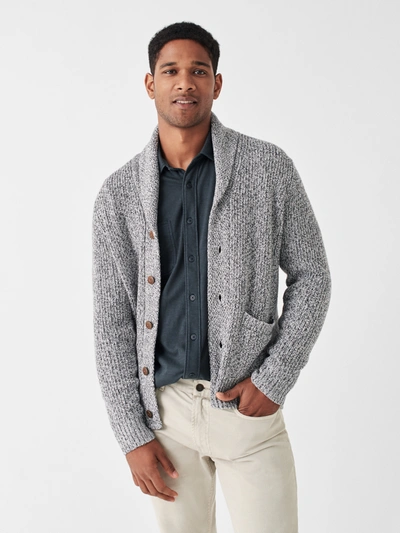 Faherty Shawl-collar Cotton And Cashmere-blend Cardigan In Light Grey Marl