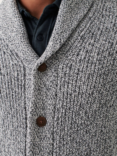 Faherty Shawl-collar Cotton And Cashmere-blend Cardigan In Light Grey Marl