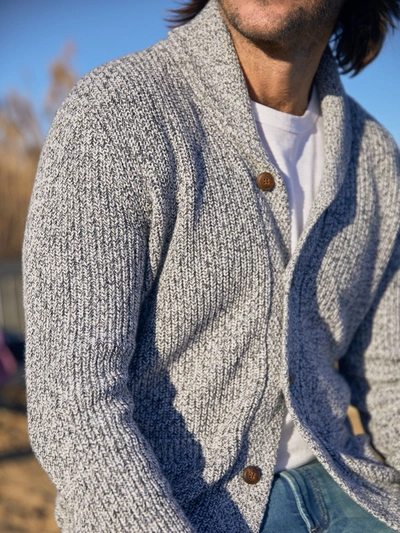 Faherty Shawl-collar Cotton And Cashmere-blend Cardigan In Light Grey Marl