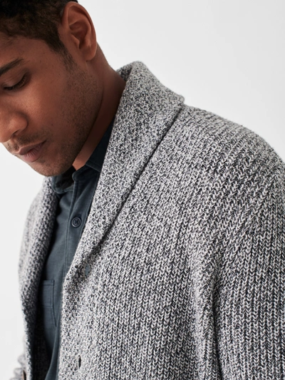 Faherty Shawl-collar Cotton And Cashmere-blend Cardigan In Light Grey Marl