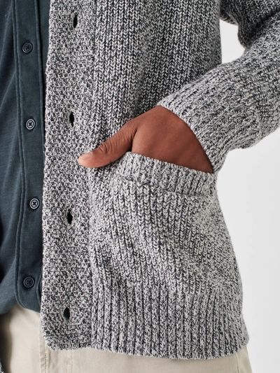 Faherty Shawl-collar Cotton And Cashmere-blend Cardigan In Light Grey Marl