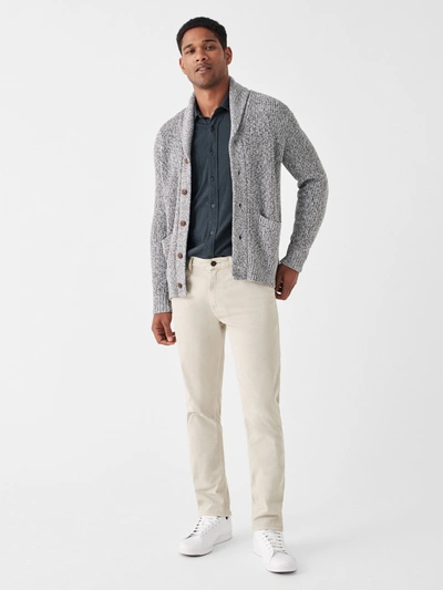 Faherty Shawl-collar Cotton And Cashmere-blend Cardigan In Light Grey Marl