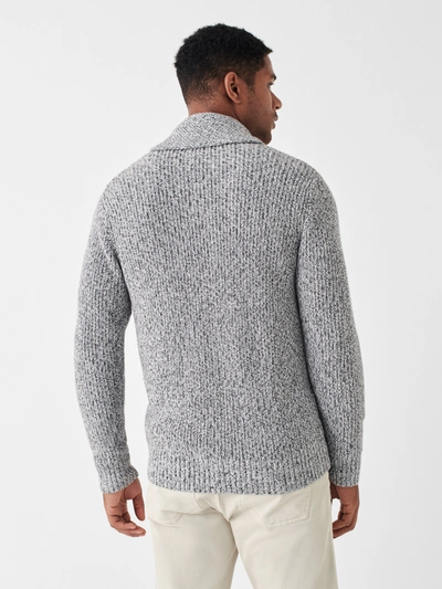 Faherty Shawl-collar Cotton And Cashmere-blend Cardigan In Light Grey Marl