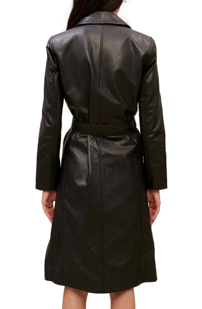 Shop Maje Grenchir Belted Leather Trench Coat In Black