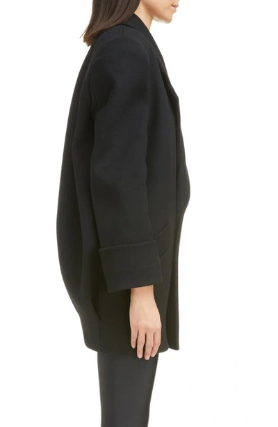 Shop Saint Laurent Double Breasted Oversize Virgin Wool Coat In Black