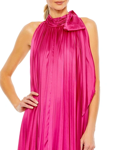 Shop Ieena For Mac Duggal Pleated Trapeze Halter Neck Gown In Pink