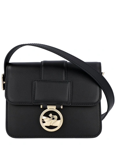 Shop Longchamp Box-trot Leather Shoulder Bag In Black