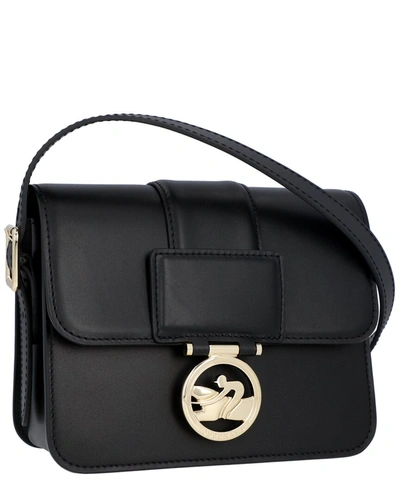 Shop Longchamp Box-trot Leather Shoulder Bag In Black