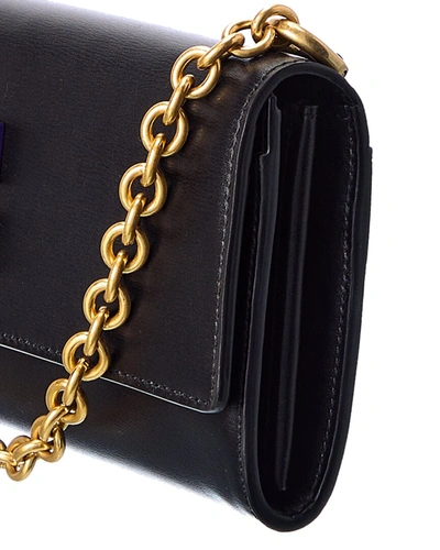 Off-white Jitney Quote Print Leather Wallet On Chain In Black