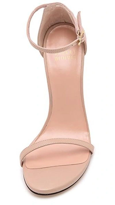 Shop Stuart Weitzman Nudist 110mm Sandals In Adobe