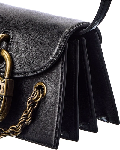 Shop Moschino M Logo Leather Shoulder Bag In Black