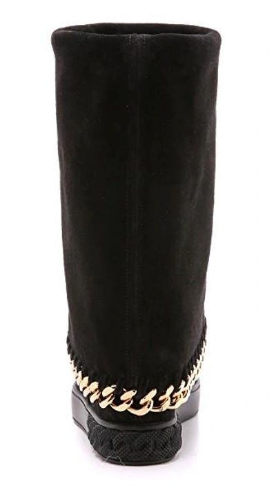 Shop Casadei Chain Fold Over Boots In Black