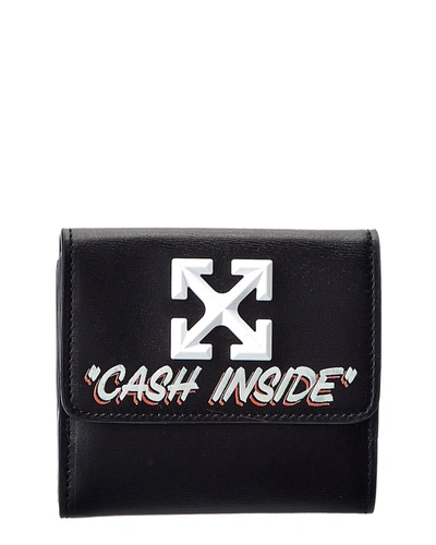 Shop Off-white Jitney Quote Print Leather Coin Purse In Black