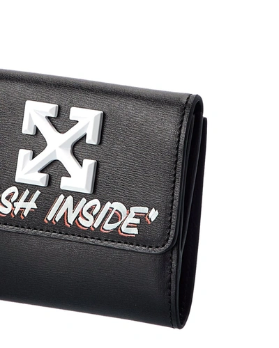 Shop Off-white Jitney Quote Print Leather Coin Purse In Black